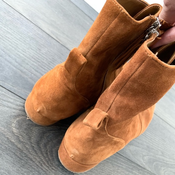 SOLD!!🎄SPECIAL $35 free shipping🎄ZARA Brown Suede Leather Lace Booties Sz41/(10) - Picture 6 of 6